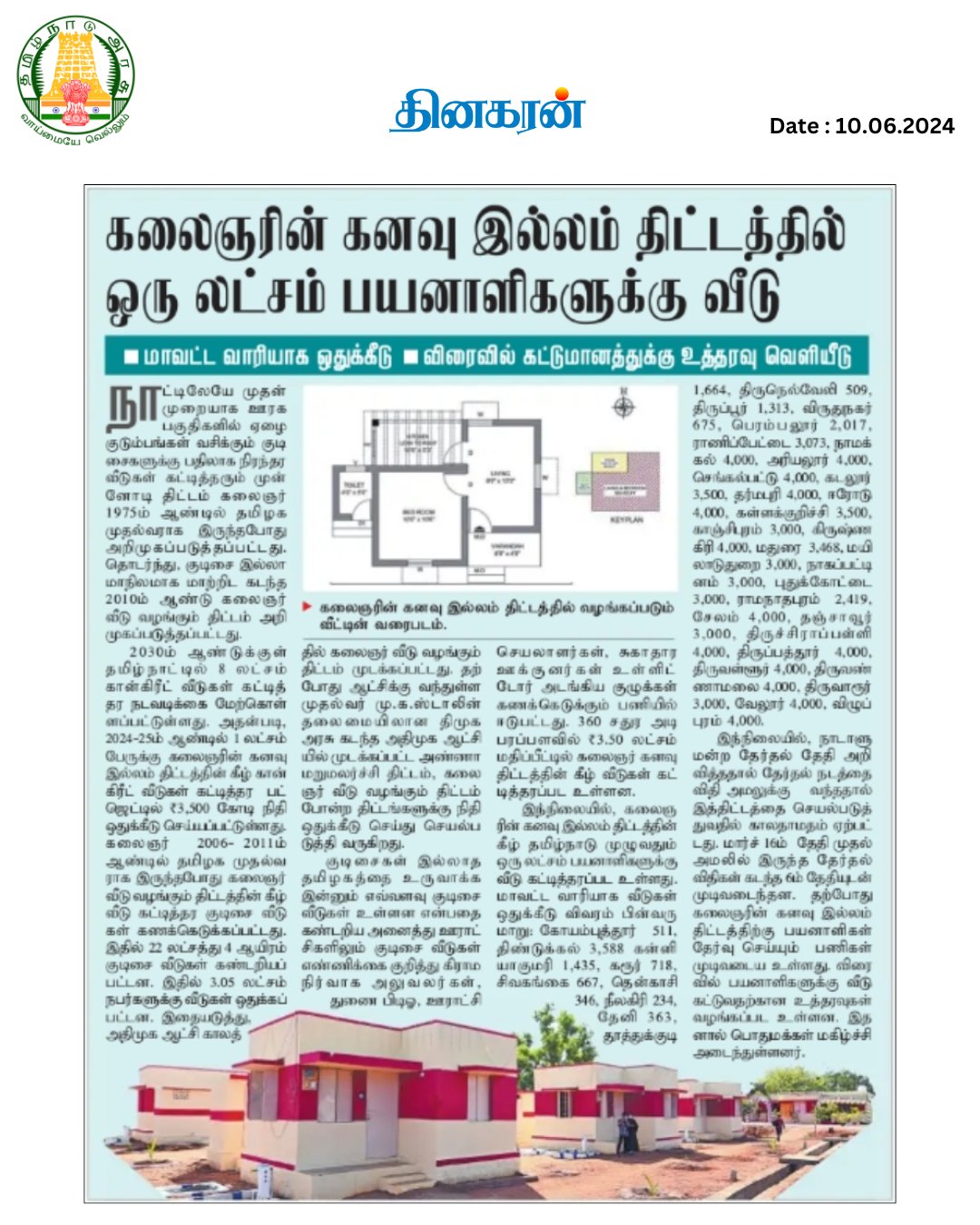 Tamil Nadu Kalaignarin Kanavu Illam Scheme Info