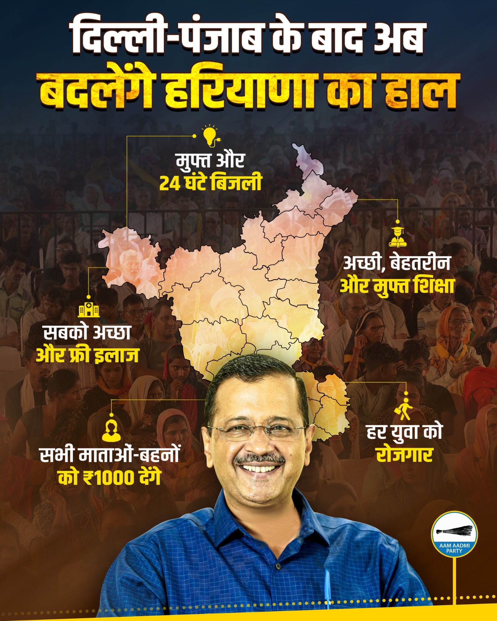 Kejriwal 5 Guarantee for Haryana Image