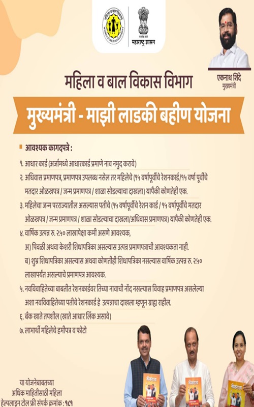 Maharashtra Mukhyamantri Majhi Ladki Bahin Yojana Documents Required