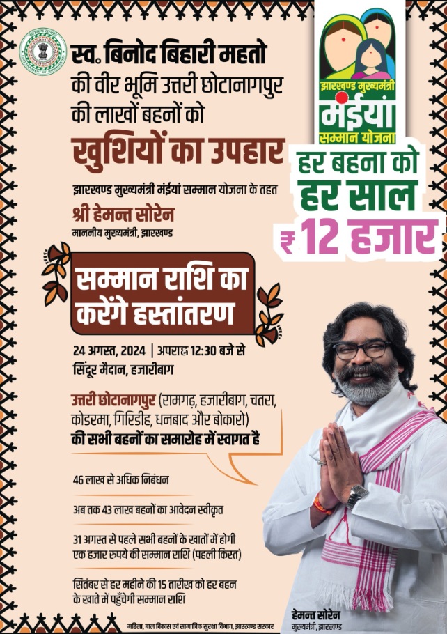 Mukhyamantri Maiyya Samman Yojana Launch Event Poster