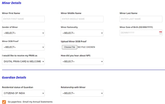 NPS Vatsalya Scheme Registration Form