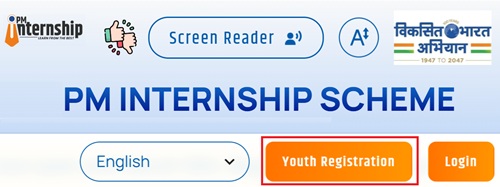 PM internship Registration tab