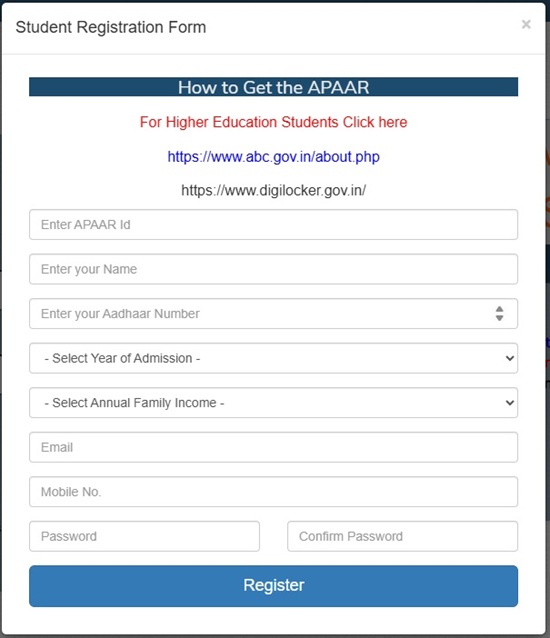 Yashasvi Scholarship Scheme Registration Form