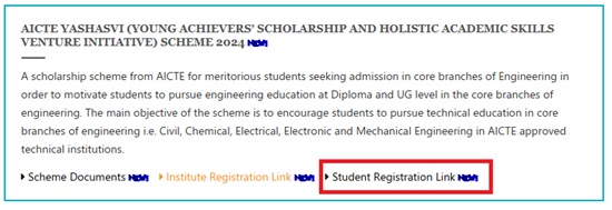 Yashasvi Scholarship Scheme Registration Link