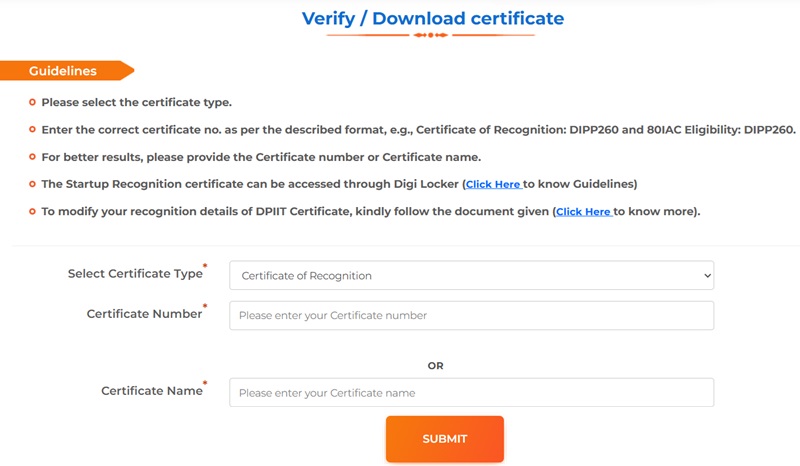 Download DPIIT Certificate