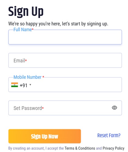 Fill Details in Registration Form
