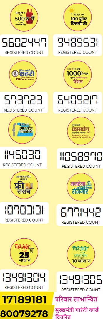 Rajasthan Mehngai Rahat Camp Scheme Wise Number of Beneficiaries